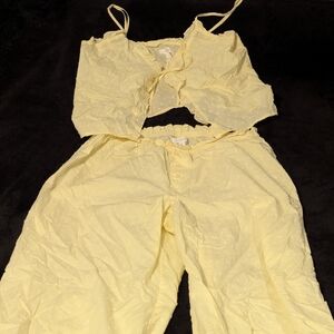 Colsie Light Yellow Textured Pajama Set Sz Medium